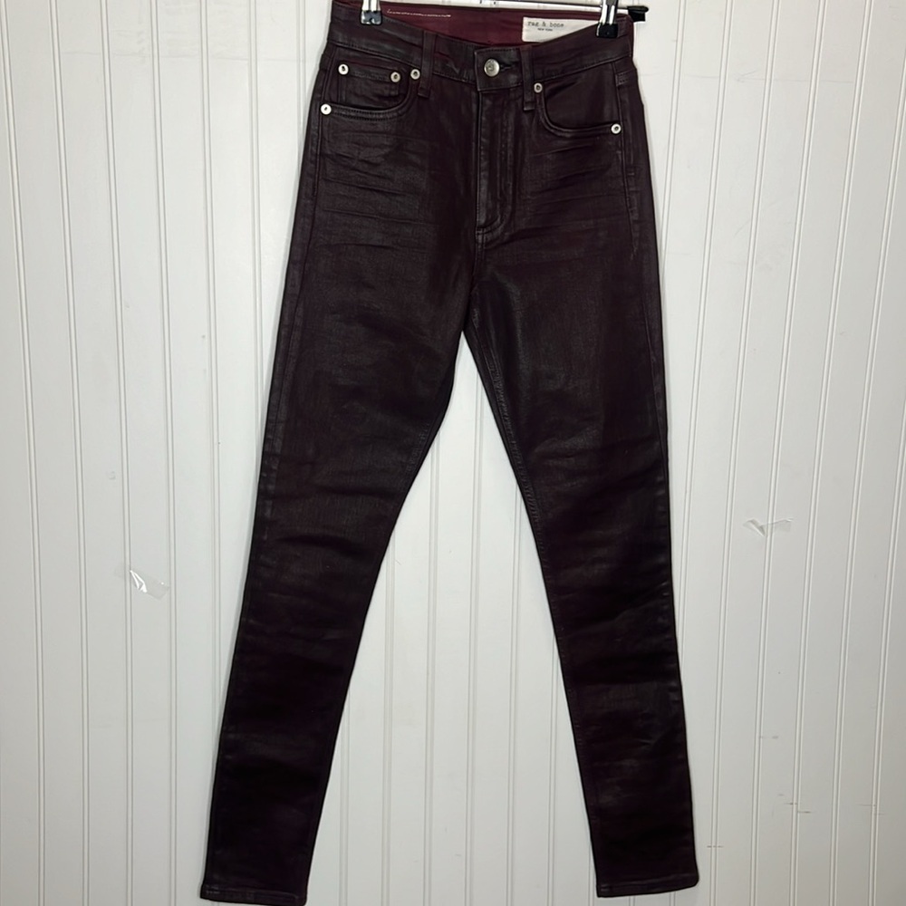 Rag & Bone Nina High Rise Skinny in Coated Plum Size 24 NWT - Picture 15 of 16